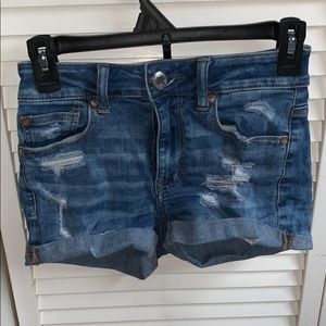 American eagle high rise shortie ripped shorts
